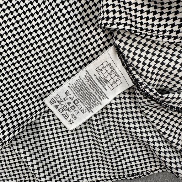 Guess Houndstooth Sleeveless Blouse Women's Small Black/White Keyhole Top - Picture 7 of 8